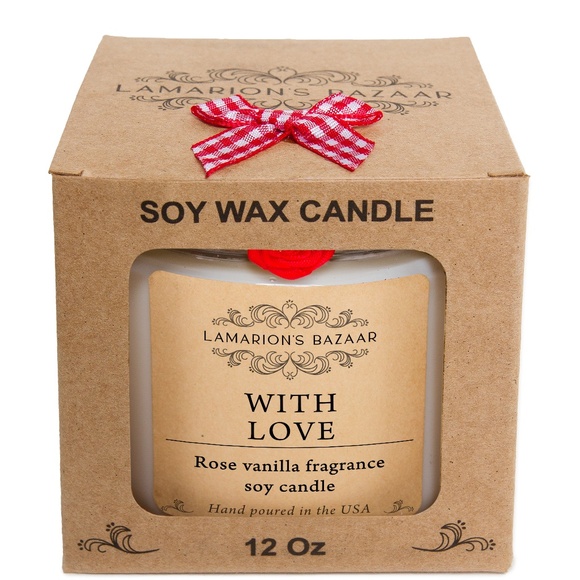 "WITH LOVE" - Rose and Vanilla - 100% Natural Soy Candle - Love Candle with Red - Picture 6 of 7